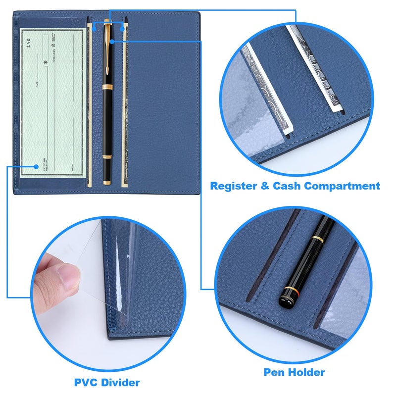 CASMONAL Premium Leather Checkbook Cover for Men and Women Checkbook Holder Wallet RFID Blocking - Image 3